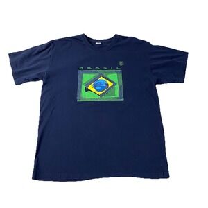 BRASIL DISTRESSED FLAG MENS T-SHIRT TOP BRASIL FOOTBALL SOCCER SHIRT Crest L